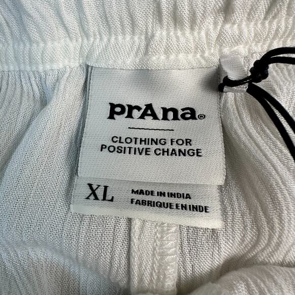 Prana Fernie Beach Pant Womens XL White Swim Cover-Up Flowy Crinkle Wide Leg NWT - Picture 13 of 16